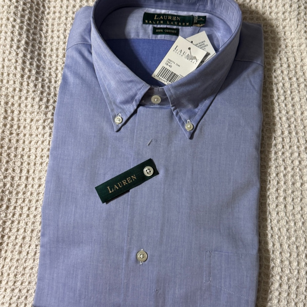Ralph Lauren Button Down Long Sleeve Light Blue Shirt NWT 18x34-35